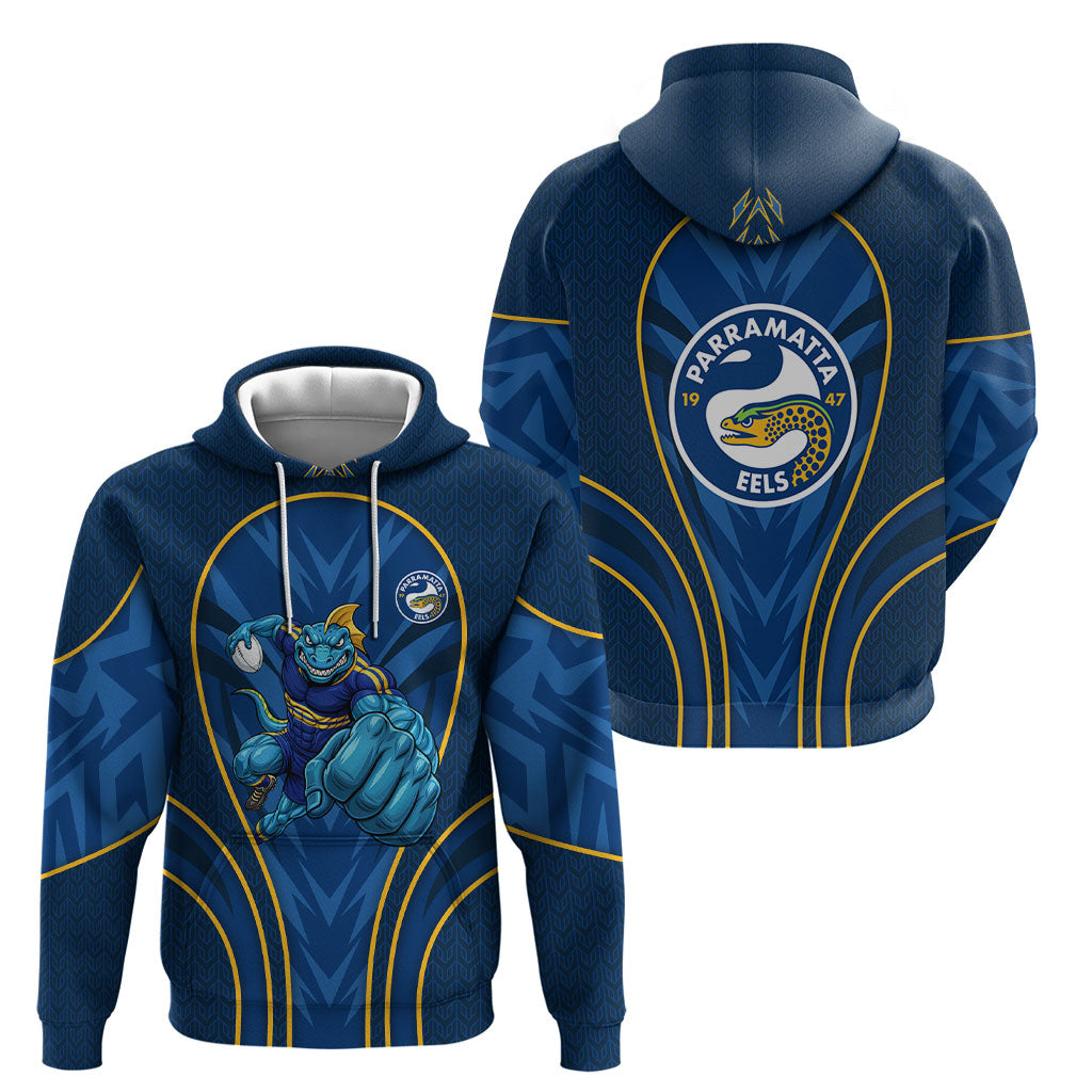 Parramatta Eels Rugby Mascot Hoodie Australian Rugby Culture - Tribal Inspired Eel