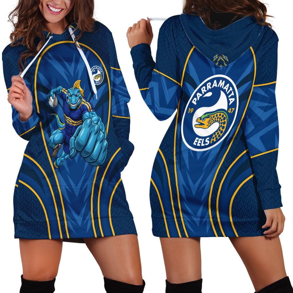 Parramatta Eels Rugby Mascot Hoodie Dress Australian Rugby Culture - Tribal Inspired Eel