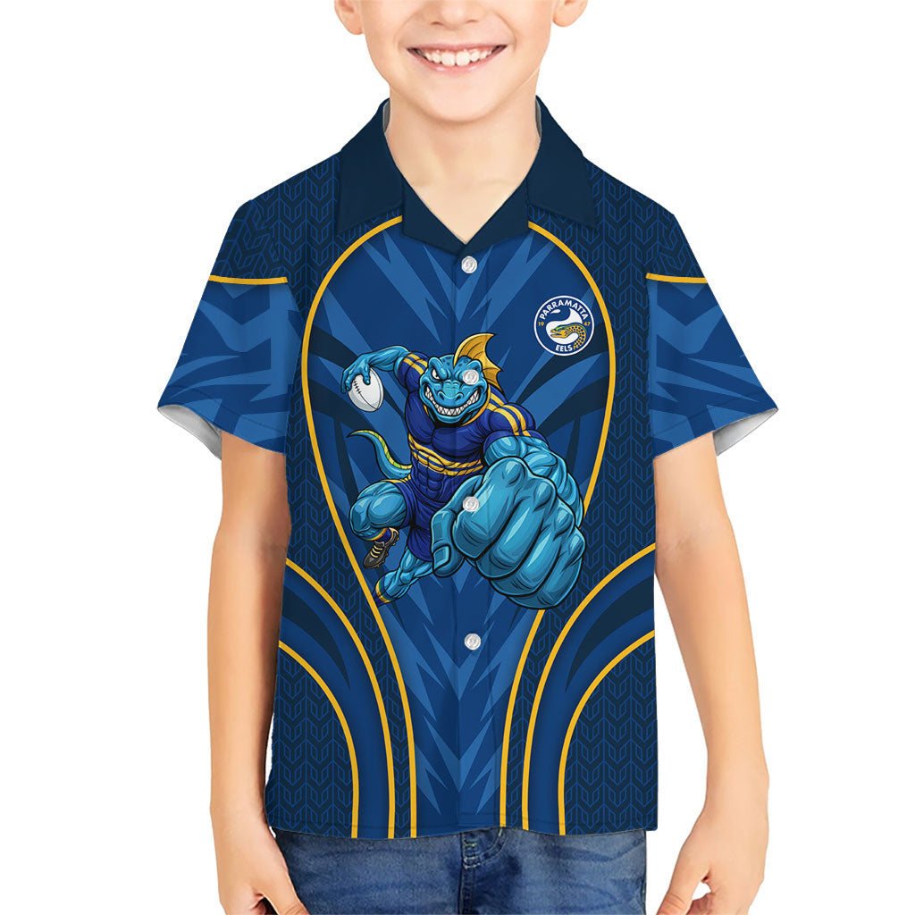 Parramatta Eels Rugby Mascot Kid Hawaiian Shirt Australian Rugby Culture - Tribal Inspired Eel