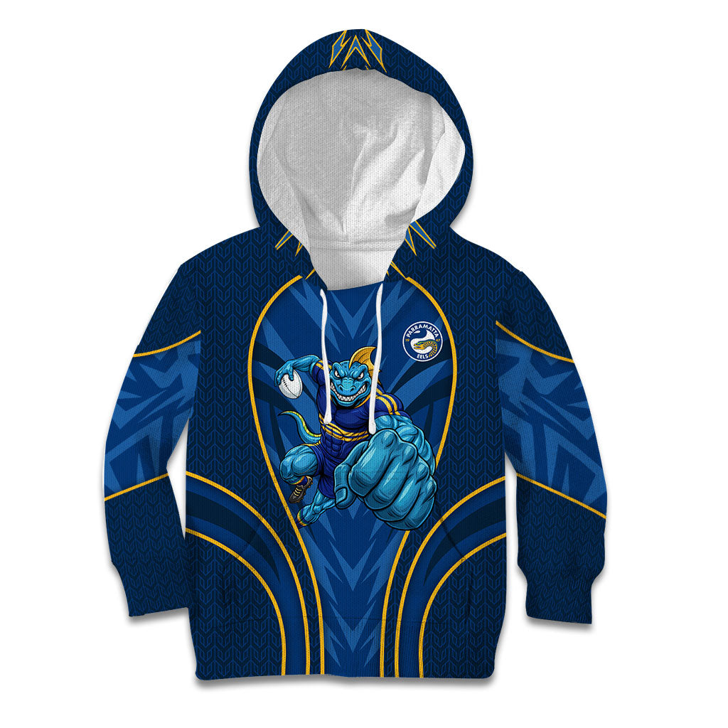 Parramatta Eels Rugby Mascot Kid Hoodie Australian Rugby Culture - Tribal Inspired Eel