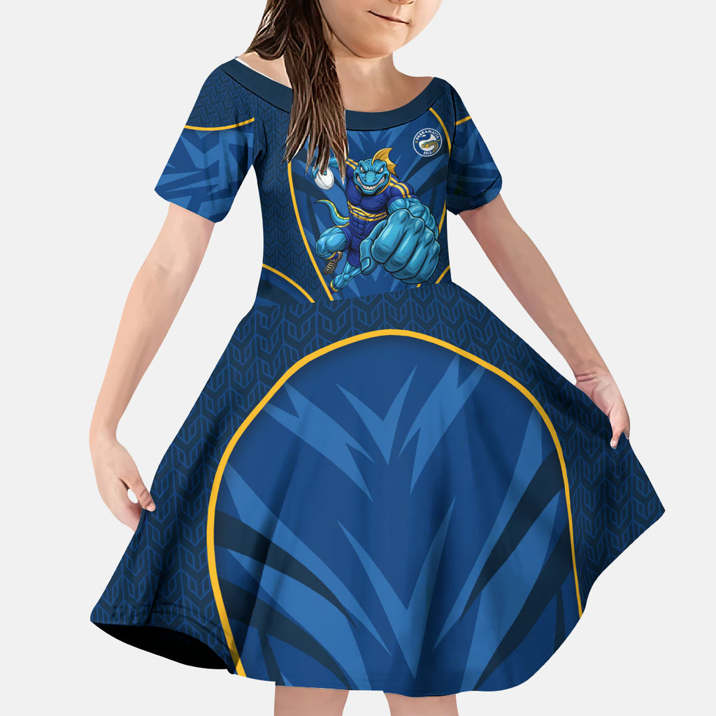 Parramatta Eels Rugby Mascot Kid Short Sleeve Dress Australian Rugby Culture - Tribal Inspired Eel