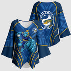 Parramatta Eels Rugby Mascot Kimono Sleeve Blouse Australian Rugby Culture - Tribal Inspired Eel