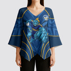 Parramatta Eels Rugby Mascot Kimono Sleeve Blouse Australian Rugby Culture - Tribal Inspired Eel
