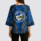 Parramatta Eels Rugby Mascot Kimono Sleeve Blouse Australian Rugby Culture - Tribal Inspired Eel