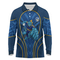 Parramatta Eels Rugby Mascot Long Sleeve Polo Shirt Australian Rugby Culture - Tribal Inspired Eel