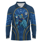 Parramatta Eels Rugby Mascot Long Sleeve Polo Shirt Australian Rugby Culture - Tribal Inspired Eel