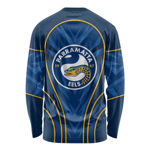 Parramatta Eels Rugby Mascot Long Sleeve Shirt Australian Rugby Culture - Tribal Inspired Eel