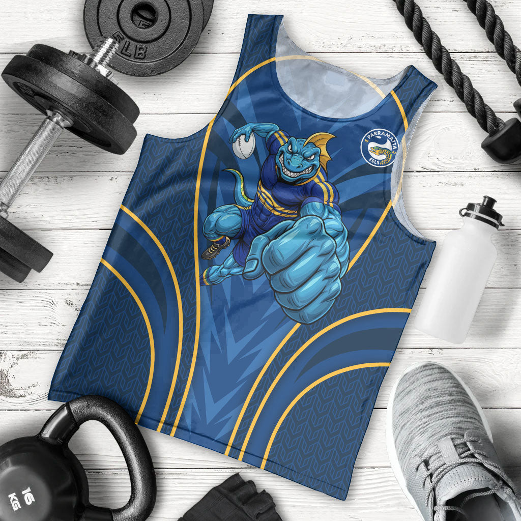 Parramatta Eels Rugby Mascot Men Tank Top Australian Rugby Culture - Tribal Inspired Eel