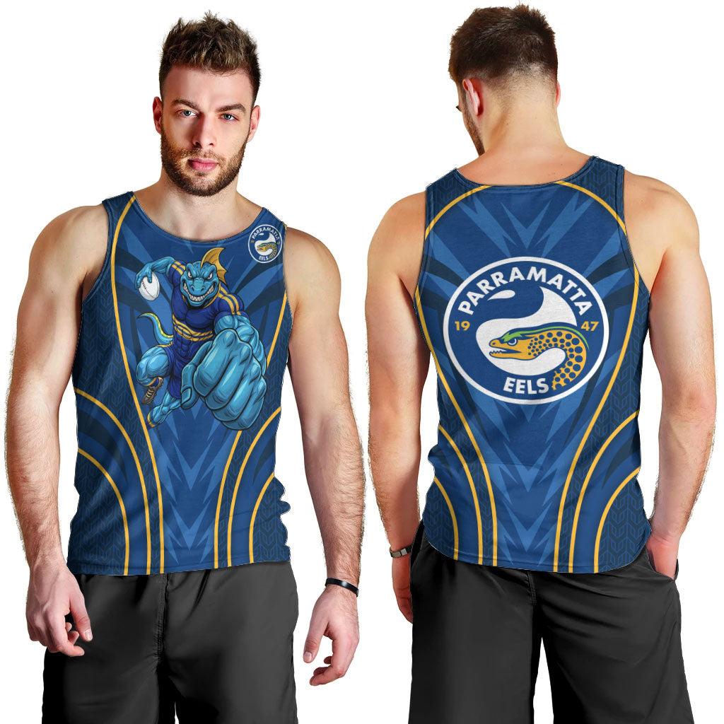 Parramatta Eels Rugby Mascot Men Tank Top Australian Rugby Culture - Tribal Inspired Eel