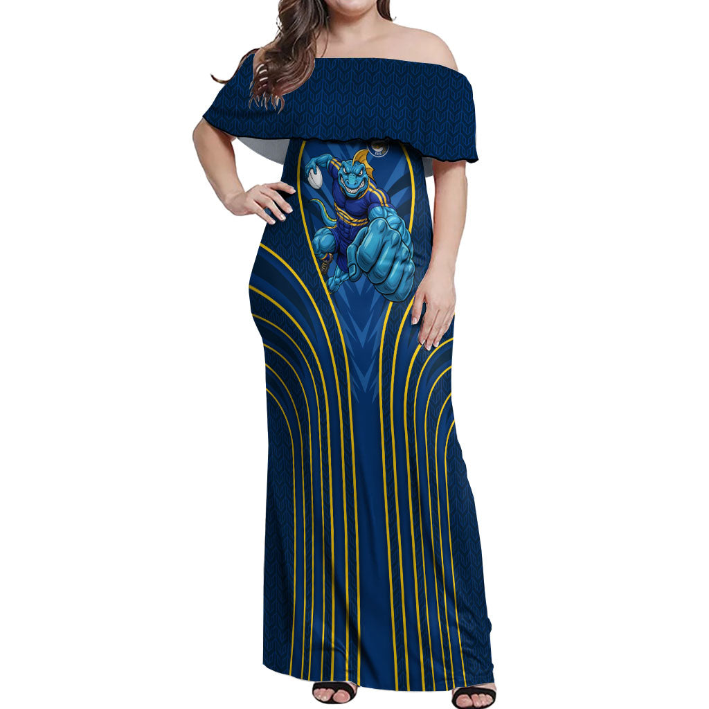 Parramatta Eels Rugby Mascot Off Shoulder Maxi Dress Australian Rugby Culture - Tribal Inspired Eel