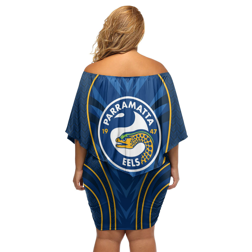Parramatta Eels Rugby Mascot Off Shoulder Short Dress Australian Rugby Culture - Tribal Inspired Eel