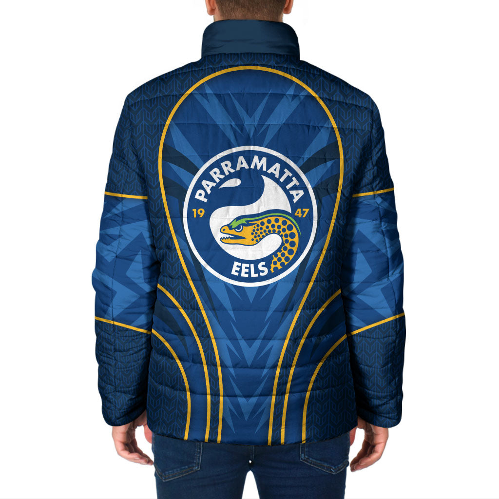 Parramatta Eels Rugby Mascot Padded Jacket Australian Rugby Culture - Tribal Inspired Eel