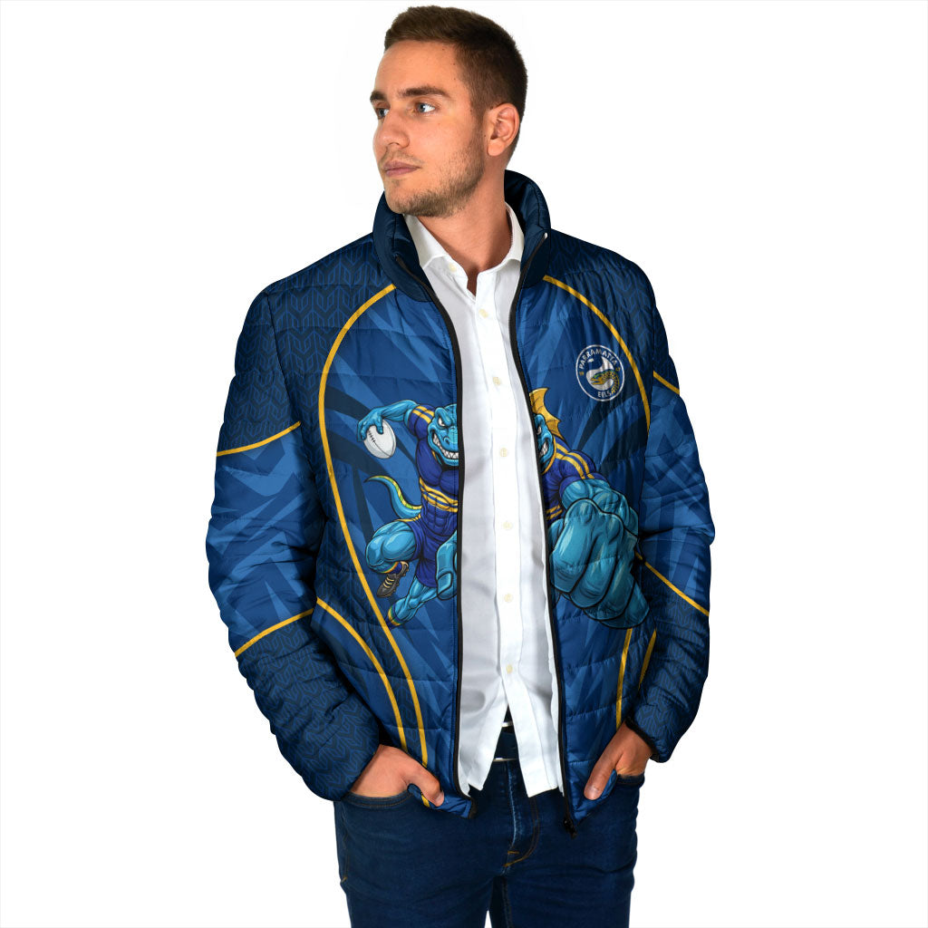 Parramatta Eels Rugby Mascot Padded Jacket Australian Rugby Culture - Tribal Inspired Eel