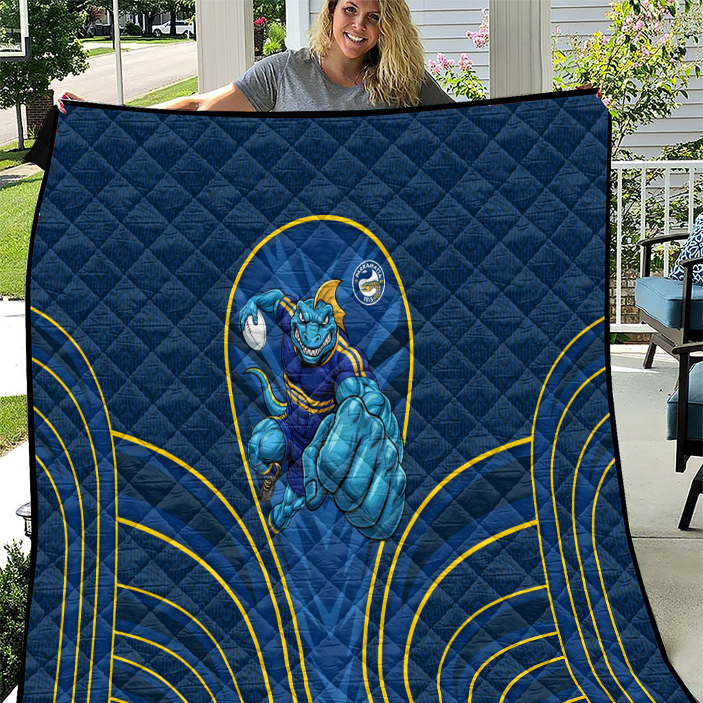 Parramatta Eels Rugby Mascot Quilt Australian Rugby Culture - Tribal Inspired Eel