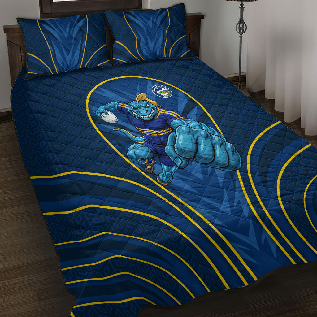Parramatta Eels Rugby Mascot Quilt Bed Set Australian Rugby Culture - Tribal Inspired Eel
