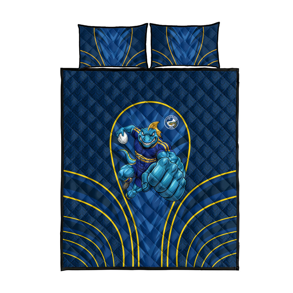 Parramatta Eels Rugby Mascot Quilt Bed Set Australian Rugby Culture - Tribal Inspired Eel