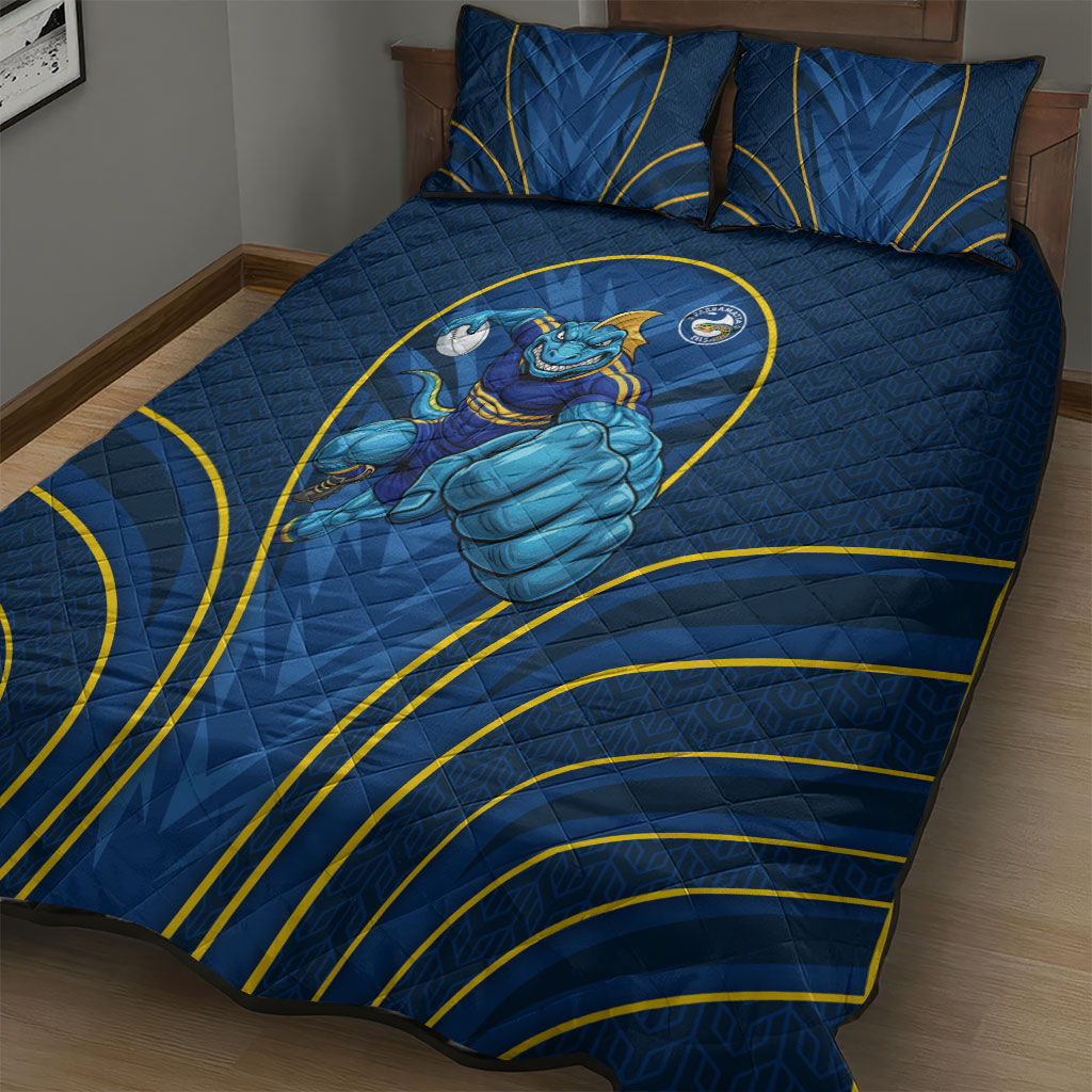 Parramatta Eels Rugby Mascot Quilt Bed Set Australian Rugby Culture - Tribal Inspired Eel