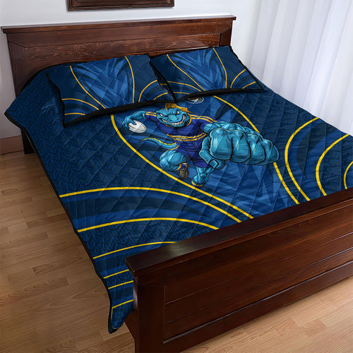 Parramatta Eels Rugby Mascot Quilt Bed Set Australian Rugby Culture - Tribal Inspired Eel