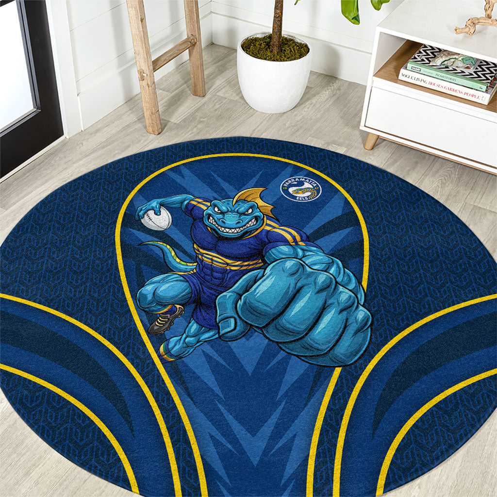 Parramatta Eels Rugby Mascot Round Carpet Australian Rugby Culture - Tribal Inspired Eel