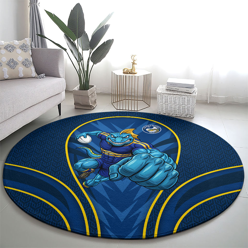Parramatta Eels Rugby Mascot Round Carpet Australian Rugby Culture - Tribal Inspired Eel