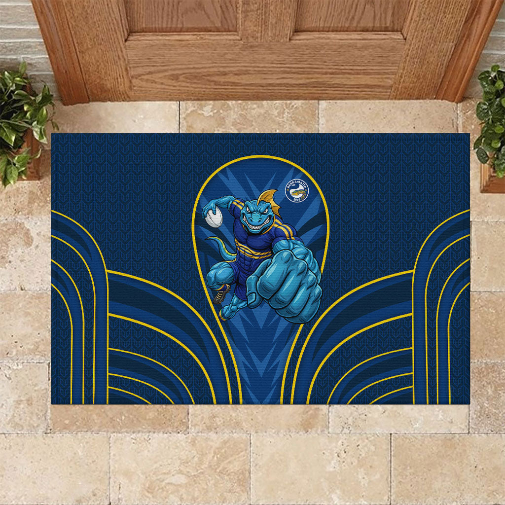 Parramatta Eels Rugby Mascot Rubber Doormat Australian Rugby Culture - Tribal Inspired Eel