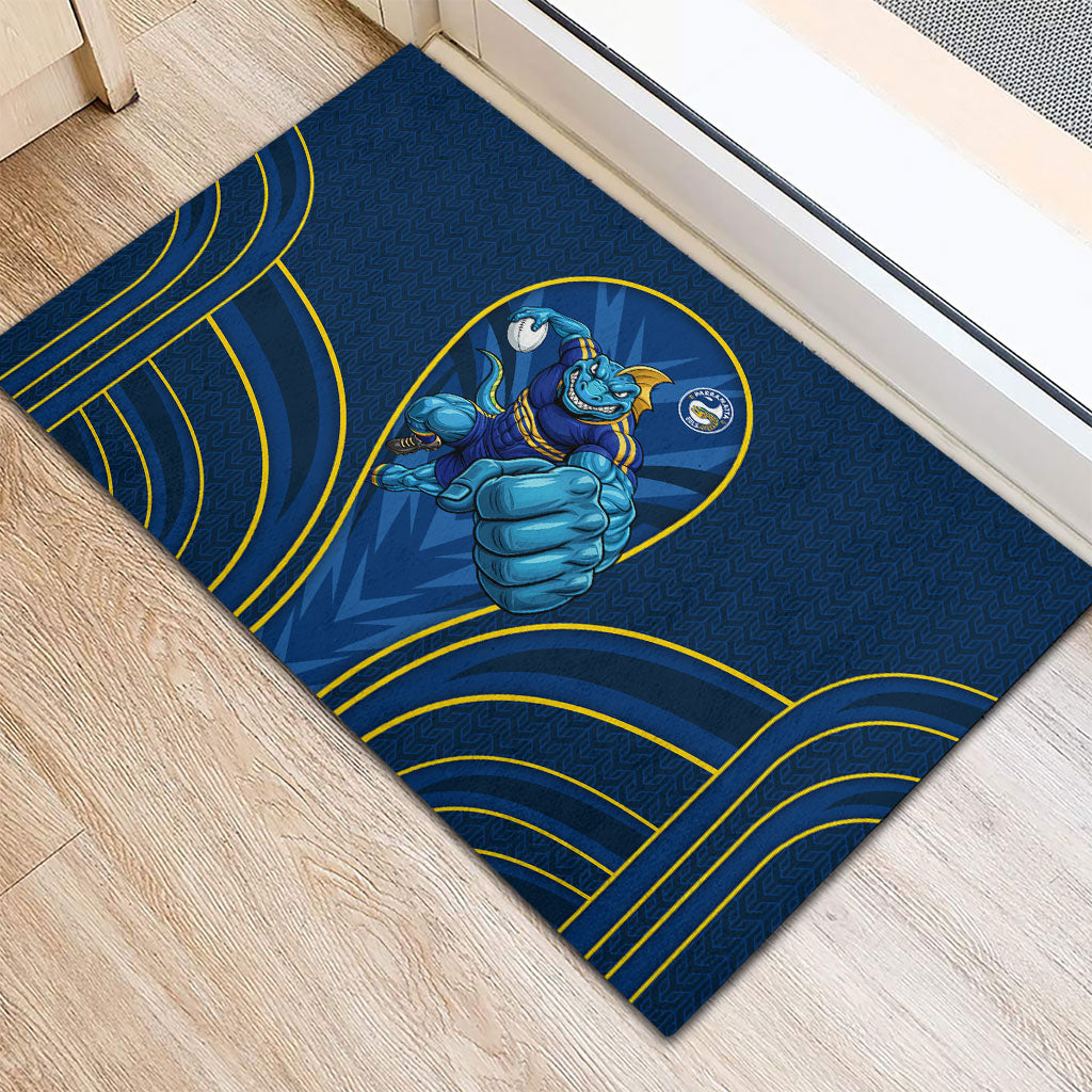 Parramatta Eels Rugby Mascot Rubber Doormat Australian Rugby Culture - Tribal Inspired Eel