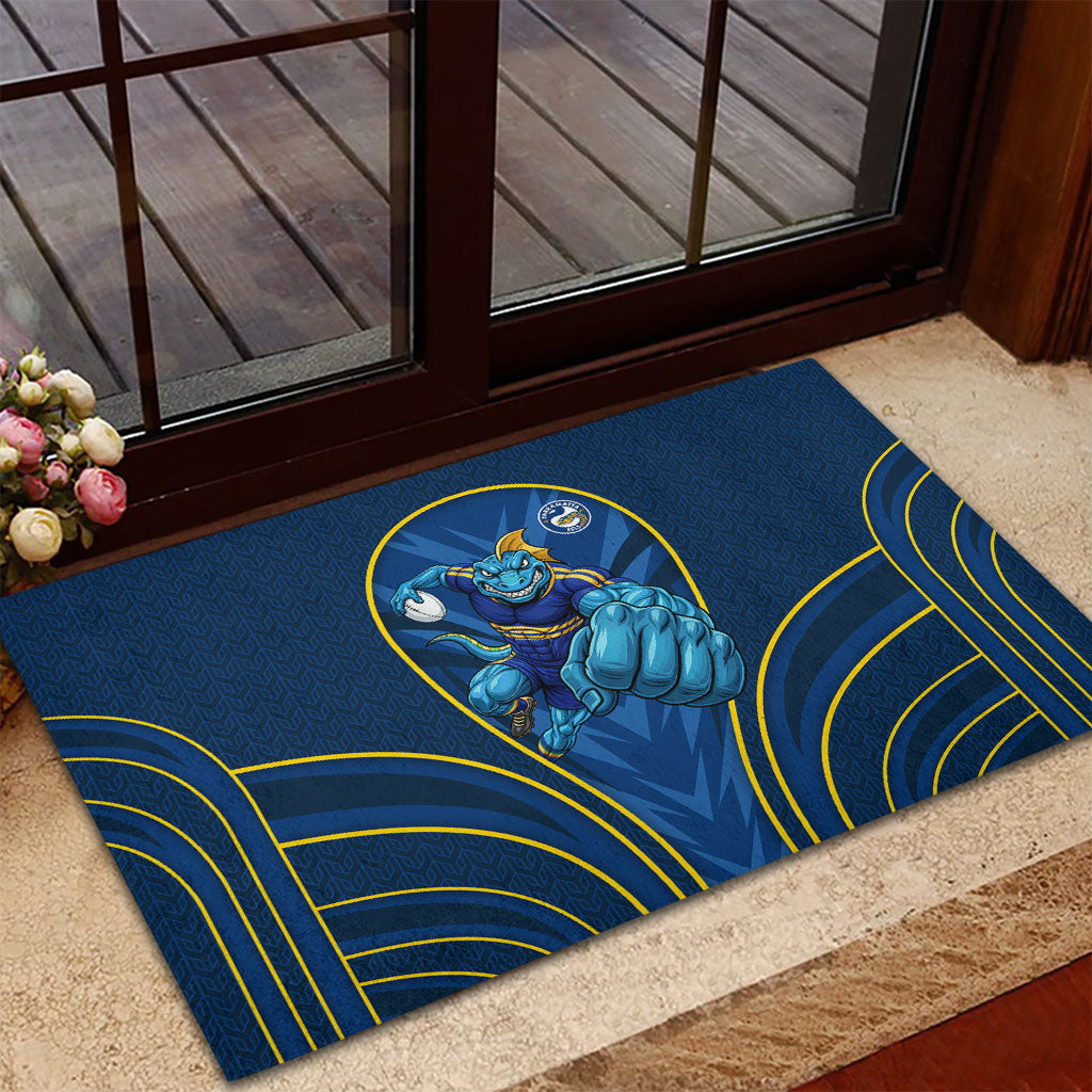 Parramatta Eels Rugby Mascot Rubber Doormat Australian Rugby Culture - Tribal Inspired Eel