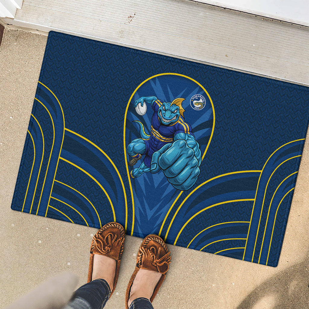 Parramatta Eels Rugby Mascot Rubber Doormat Australian Rugby Culture - Tribal Inspired Eel