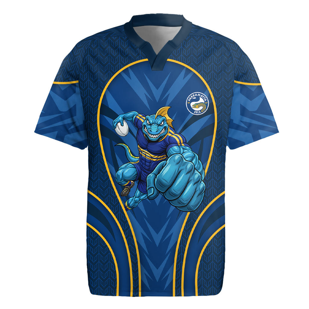 Parramatta Eels Rugby Mascot Rugby Jersey Australian Rugby Culture - Tribal Inspired Eel