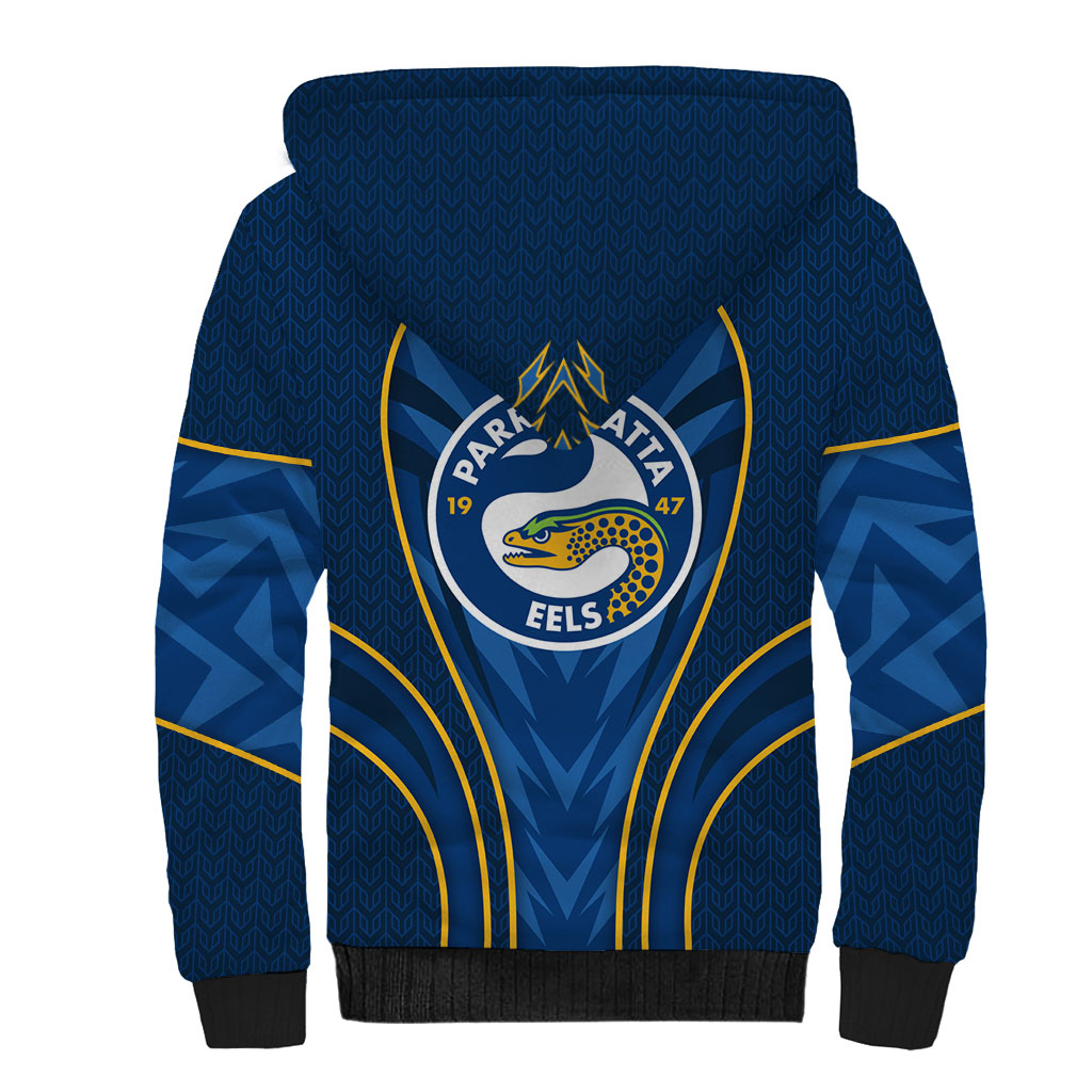 Parramatta Eels Rugby Mascot Sherpa Hoodie Australian Rugby Culture - Tribal Inspired Eel