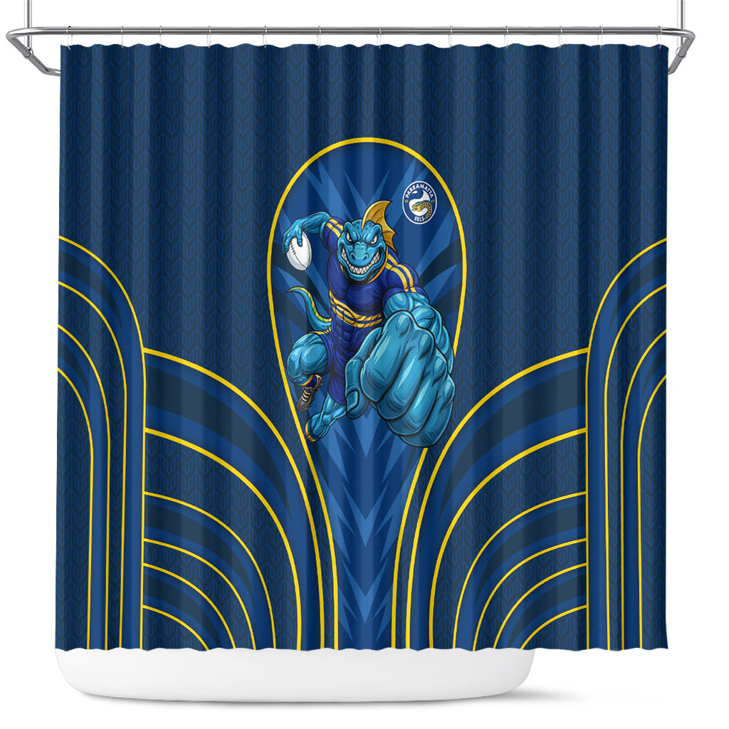 Parramatta Eels Rugby Mascot Shower Curtain Australian Rugby Culture - Tribal Inspired Eel