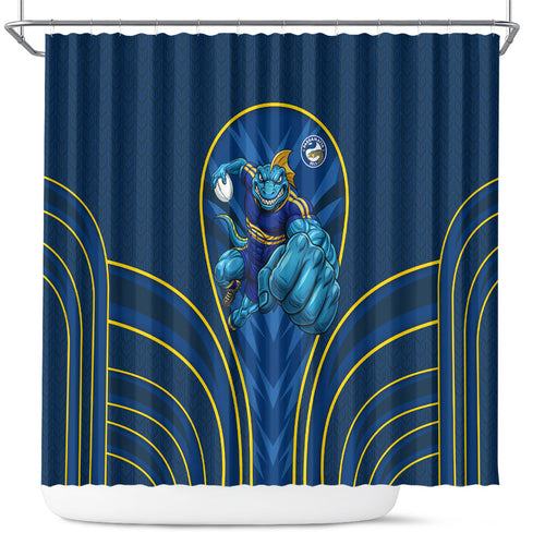 Parramatta Eels Rugby Mascot Shower Curtain Australian Rugby Culture - Tribal Inspired Eel