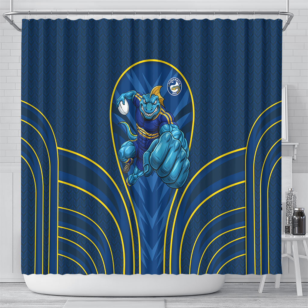 Parramatta Eels Rugby Mascot Shower Curtain Australian Rugby Culture - Tribal Inspired Eel