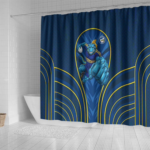 Parramatta Eels Rugby Mascot Shower Curtain Australian Rugby Culture - Tribal Inspired Eel