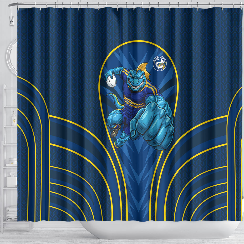 Parramatta Eels Rugby Mascot Shower Curtain Australian Rugby Culture - Tribal Inspired Eel