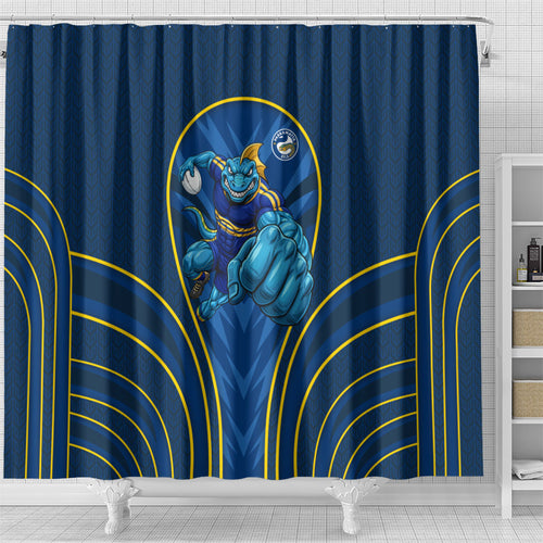 Parramatta Eels Rugby Mascot Shower Curtain Australian Rugby Culture - Tribal Inspired Eel