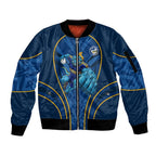 Parramatta Eels Rugby Mascot Sleeve Zip Bomber Jacket Australian Rugby Culture - Tribal Inspired Eel