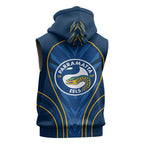 Parramatta Eels Rugby Mascot Sleeveless Hoodie Australian Rugby Culture - Tribal Inspired Eel