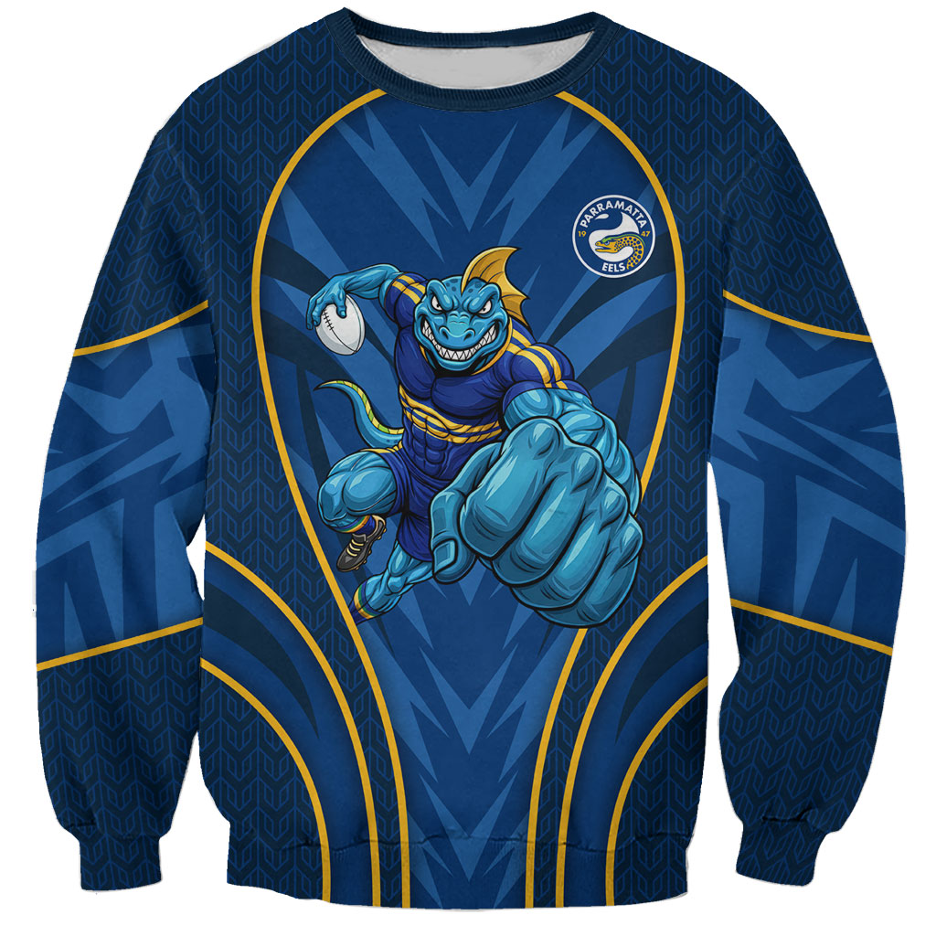 Parramatta Eels Rugby Mascot Sweatshirt Australian Rugby Culture - Tribal Inspired Eel