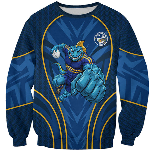 Parramatta Eels Rugby Mascot Sweatshirt Australian Rugby Culture - Tribal Inspired Eel