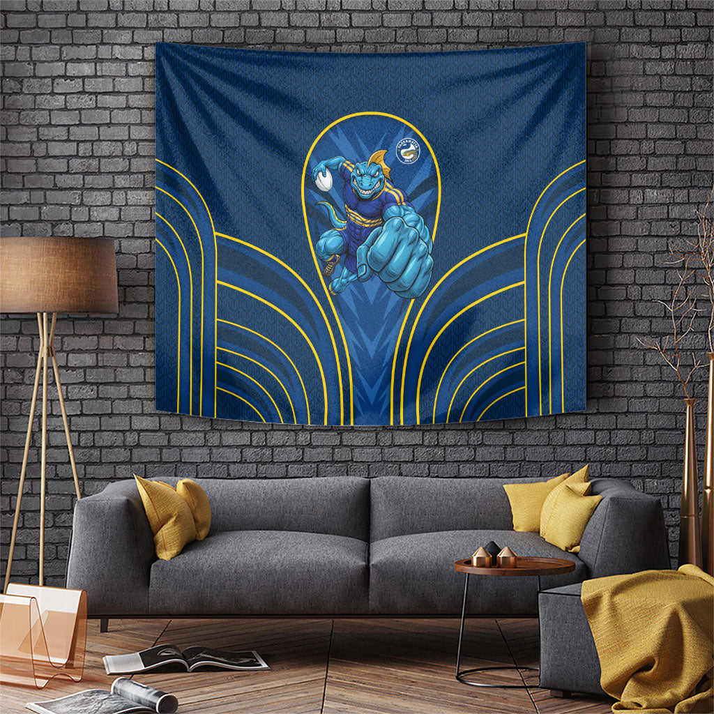 Parramatta Eels Rugby Mascot Tapestry Australian Rugby Culture - Tribal Inspired Eel