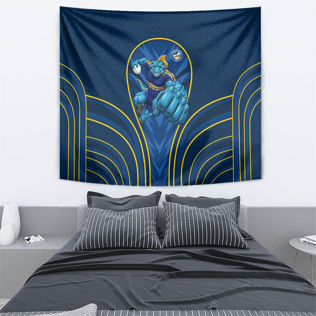Parramatta Eels Rugby Mascot Tapestry Australian Rugby Culture - Tribal Inspired Eel