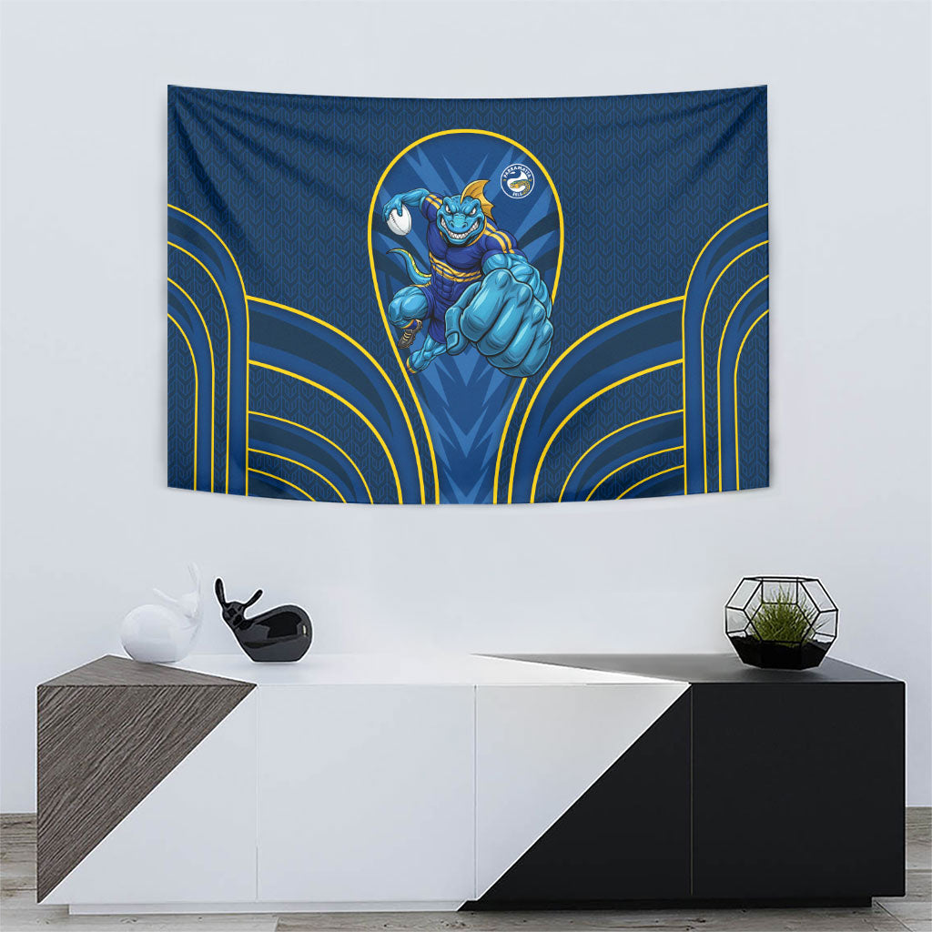 Parramatta Eels Rugby Mascot Tapestry Australian Rugby Culture - Tribal Inspired Eel