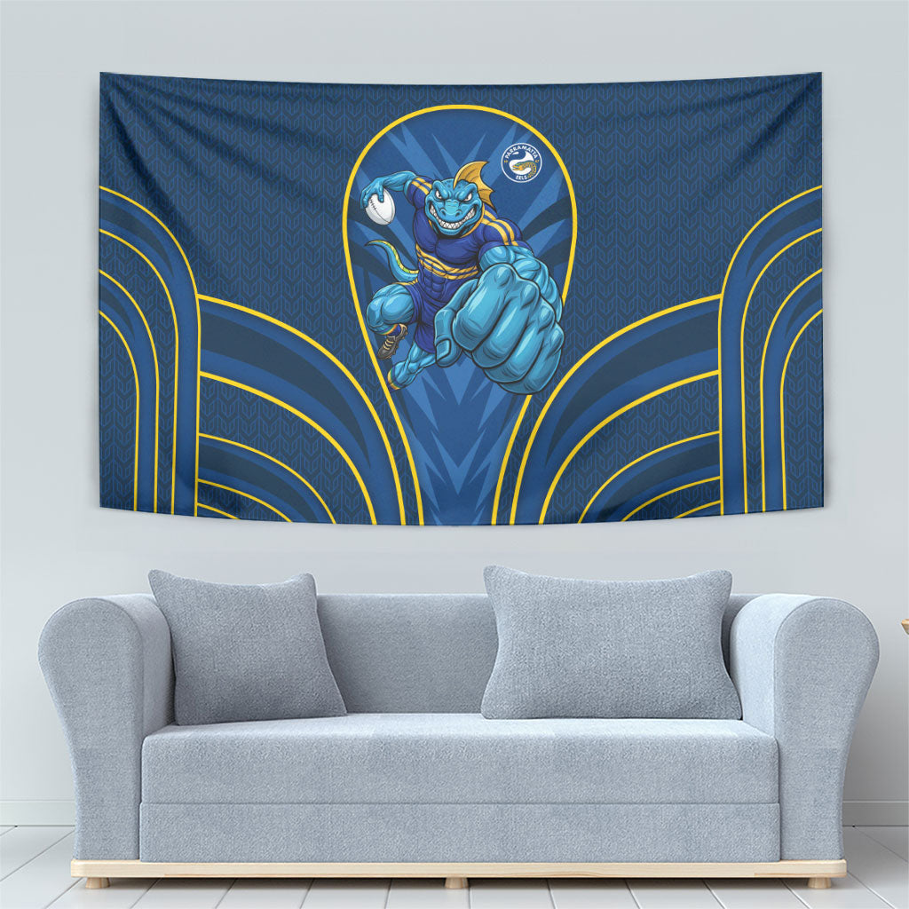 Parramatta Eels Rugby Mascot Tapestry Australian Rugby Culture - Tribal Inspired Eel
