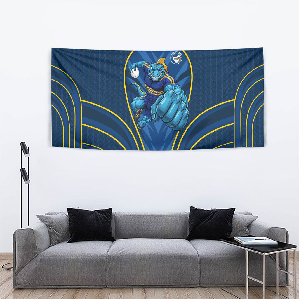 Parramatta Eels Rugby Mascot Tapestry Australian Rugby Culture - Tribal Inspired Eel