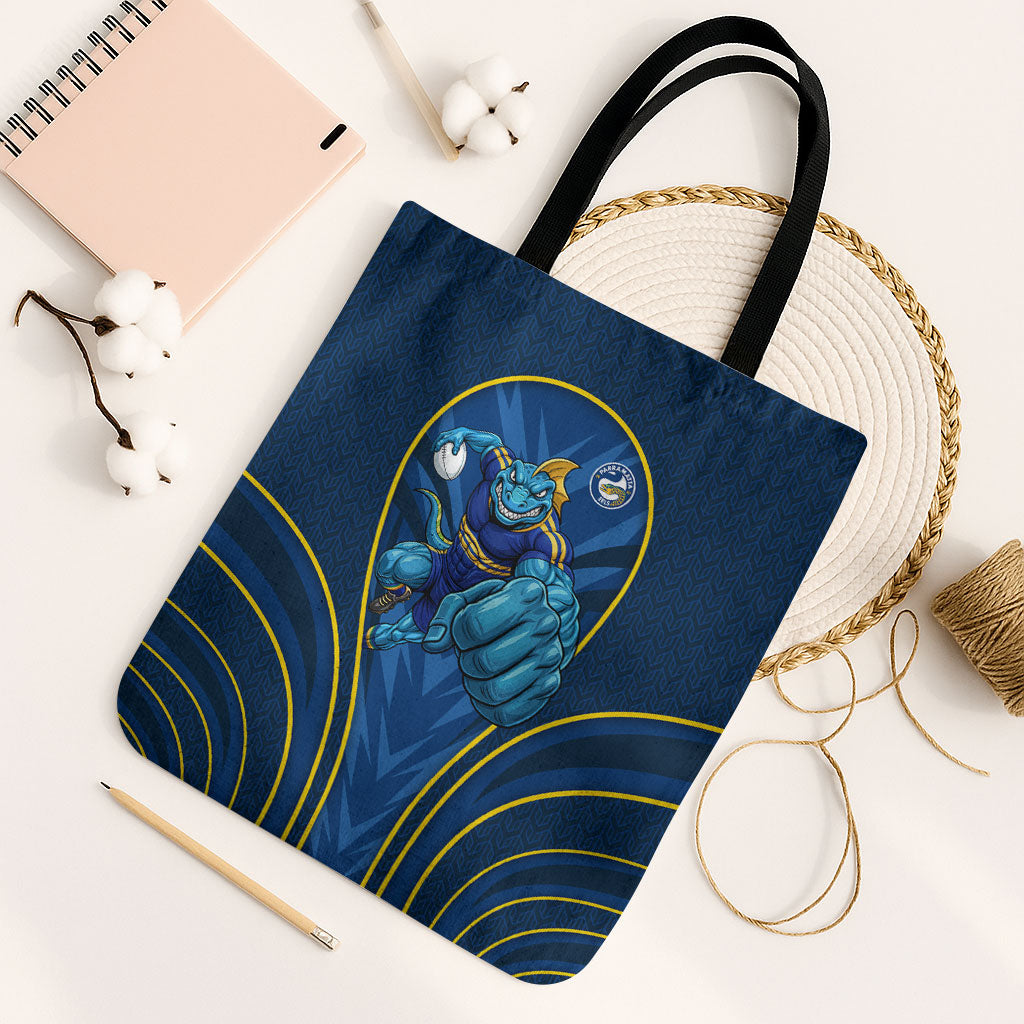 Parramatta Eels Rugby Mascot Tote Bag Australian Rugby Culture - Tribal Inspired Eel