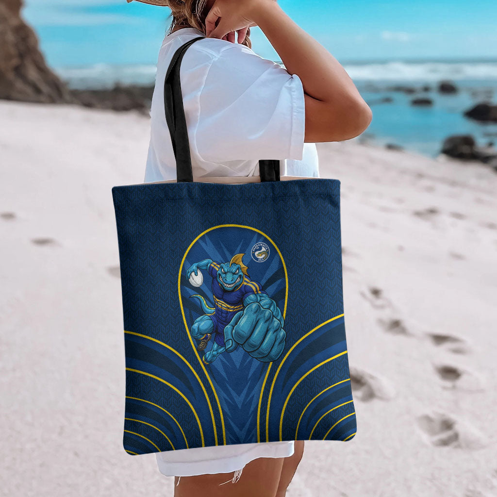 Parramatta Eels Rugby Mascot Tote Bag Australian Rugby Culture - Tribal Inspired Eel