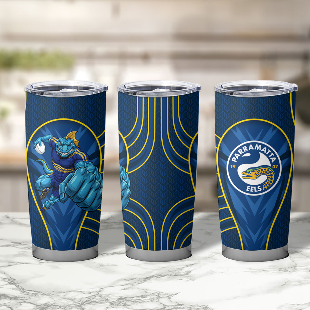 Parramatta Eels Rugby Mascot Tumbler Cup Australian Rugby Culture - Tribal Inspired Eel