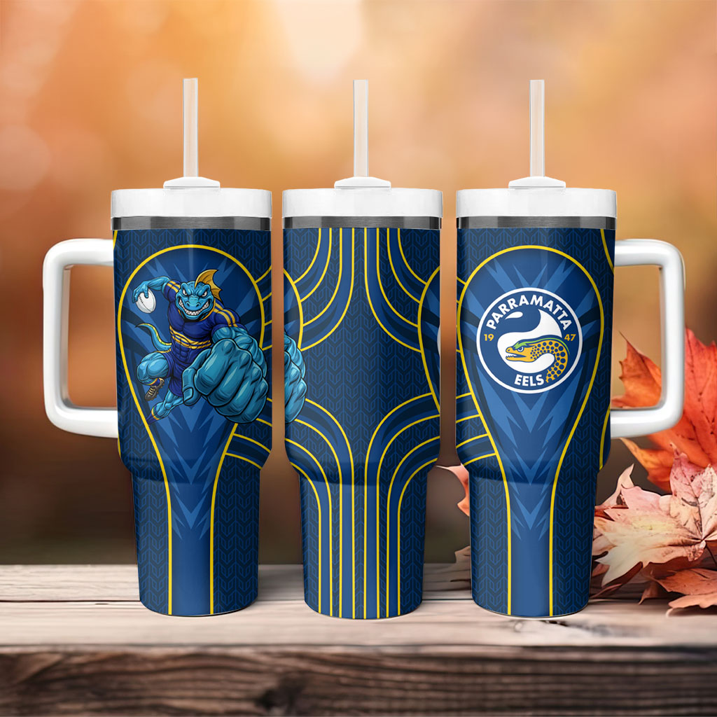 Parramatta Eels Rugby Mascot Tumbler With Handle Australian Rugby Culture - Tribal Inspired Eel