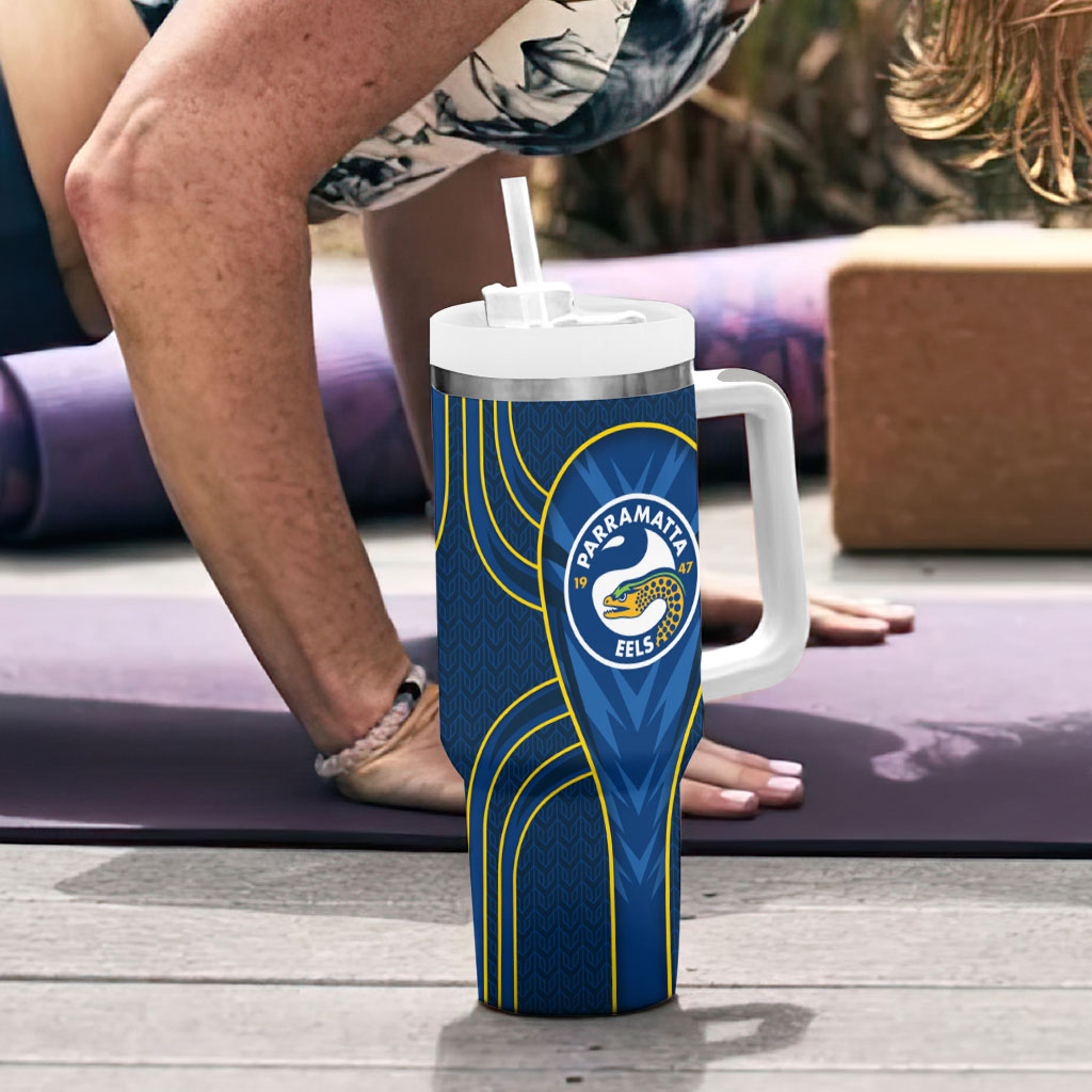 Parramatta Eels Rugby Mascot Tumbler With Handle Australian Rugby Culture - Tribal Inspired Eel